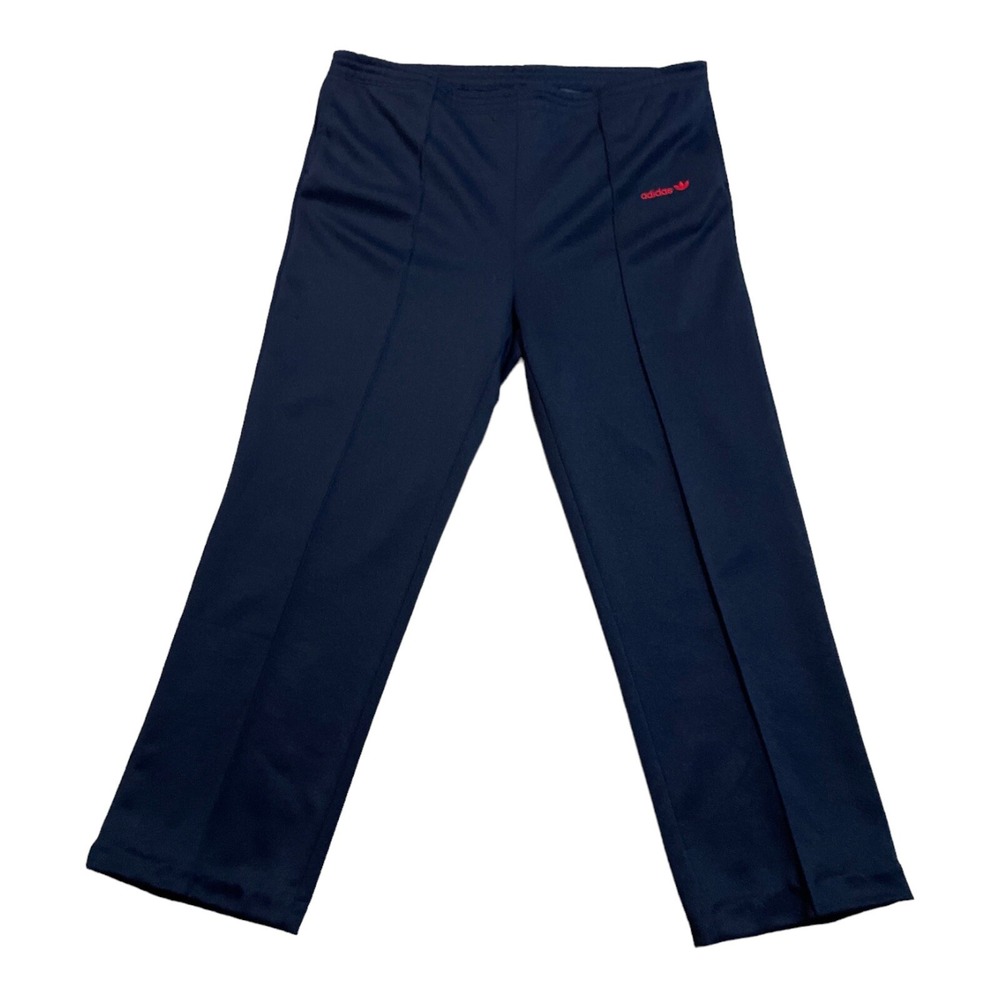 90's Adidas Athletic Pants Women 40x29 XL Navy Blue Embroidered Hemmed Y2K VTG